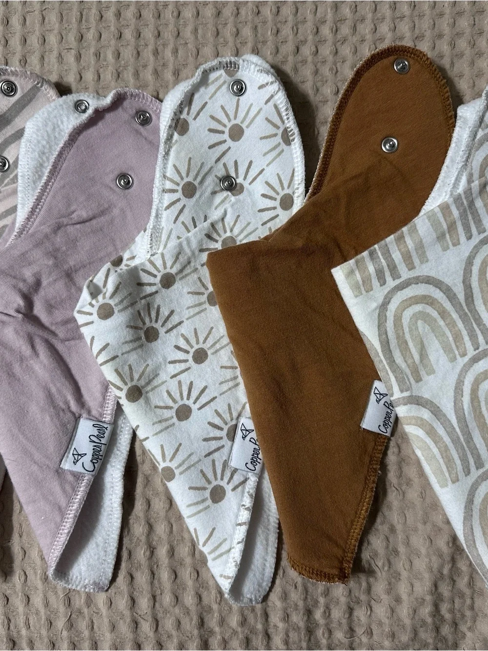 Copper Pearl Bibs & Burp Cloths